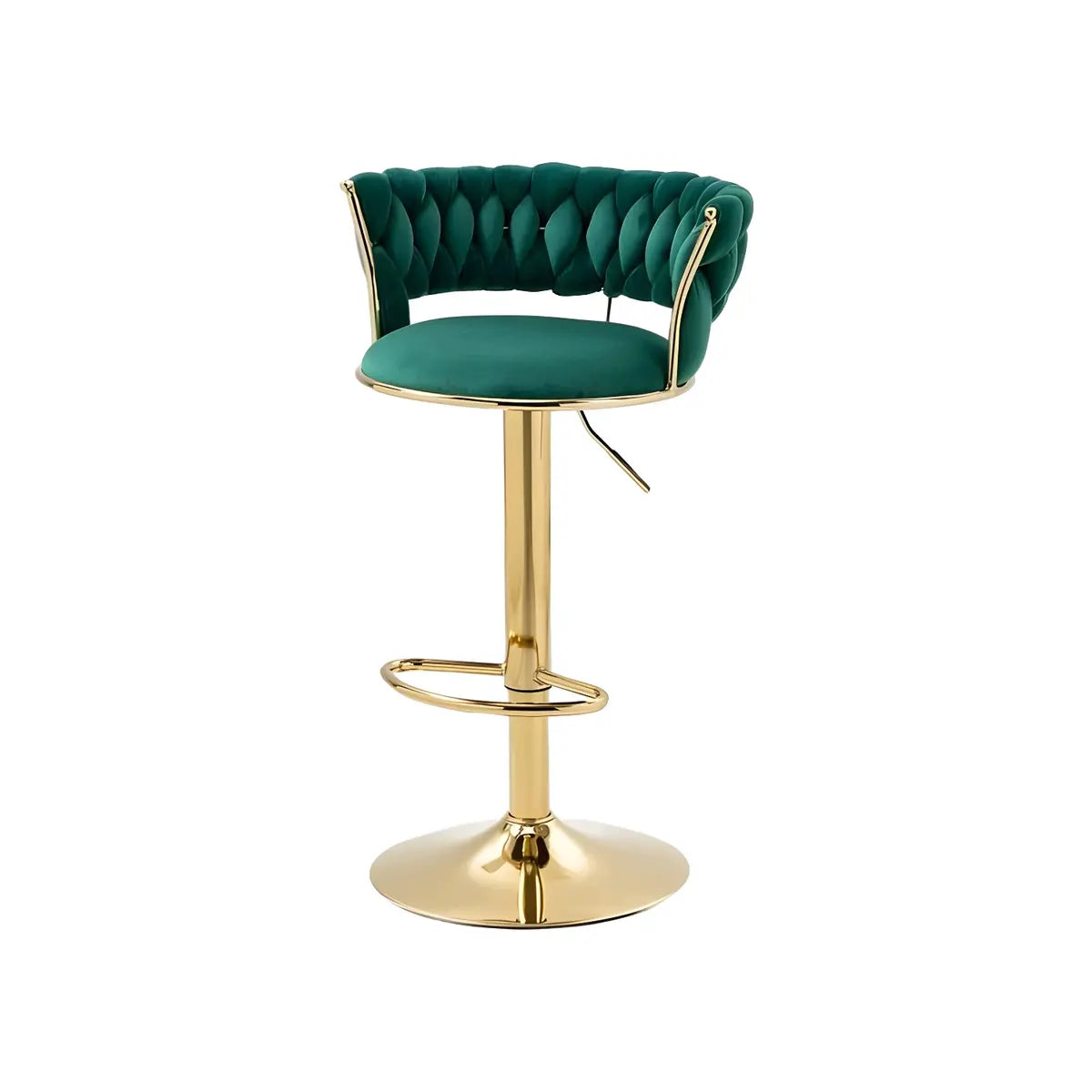 Champagne Gold Round Metal Adjustable Swivel Bar Stool Image - 3