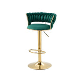 Champagne Gold Round Metal Adjustable Swivel Bar Stool Image - 3