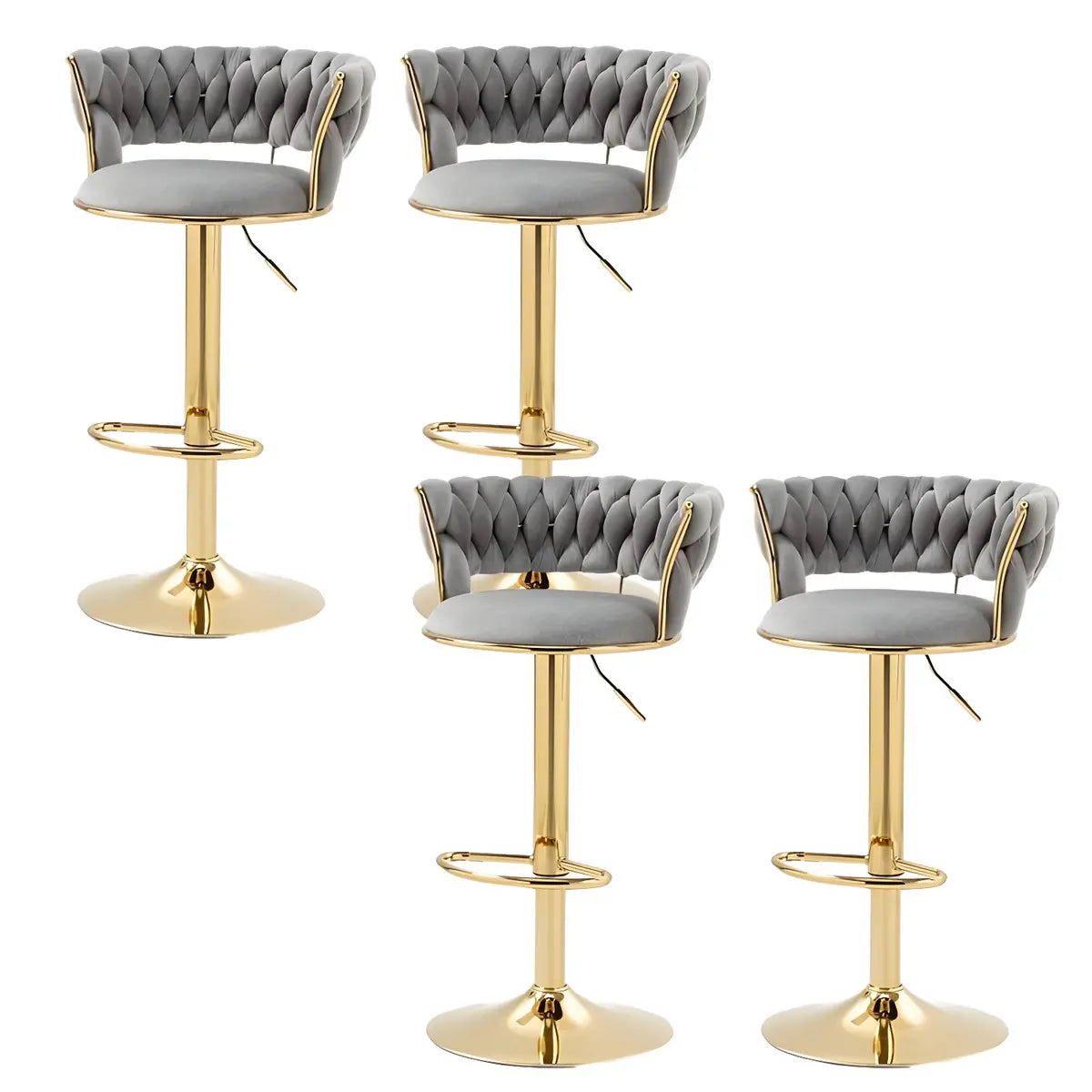 Champagne Gold Round Metal Adjustable Swivel Bar Stool Image - 31