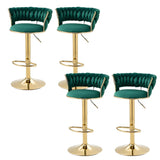 Champagne Gold Round Metal Adjustable Swivel Bar Stool Image - 32