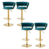 Champagne Gold Round Metal Adjustable Swivel Bar Stool Image - 33