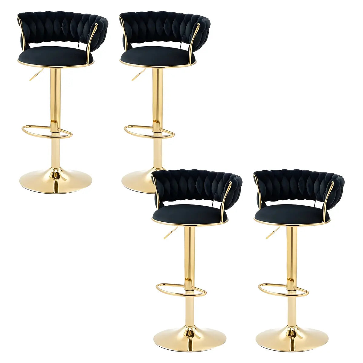 Champagne Gold Round Metal Adjustable Swivel Bar Stool Image - 34