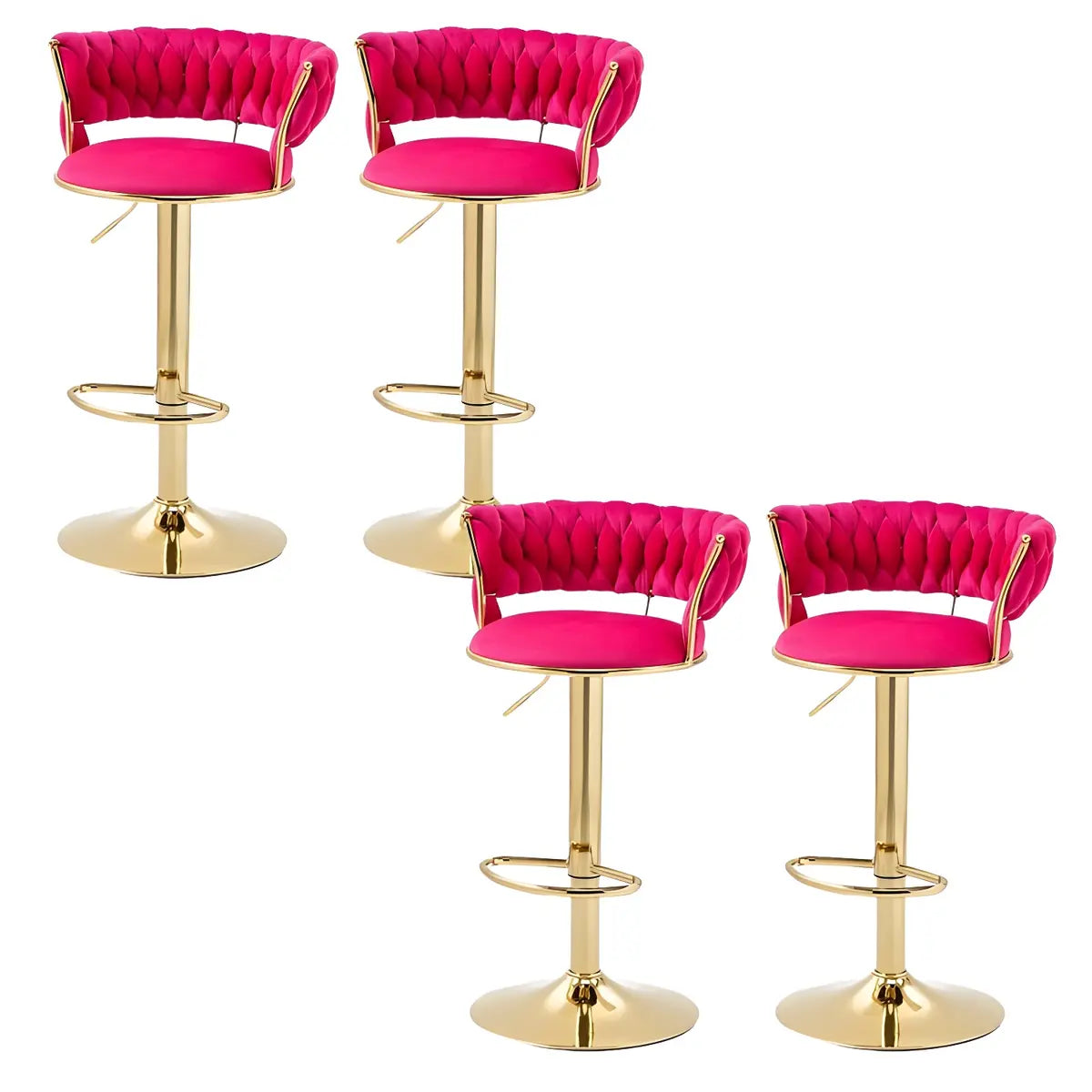 Champagne Gold Round Metal Adjustable Swivel Bar Stool Image - 36