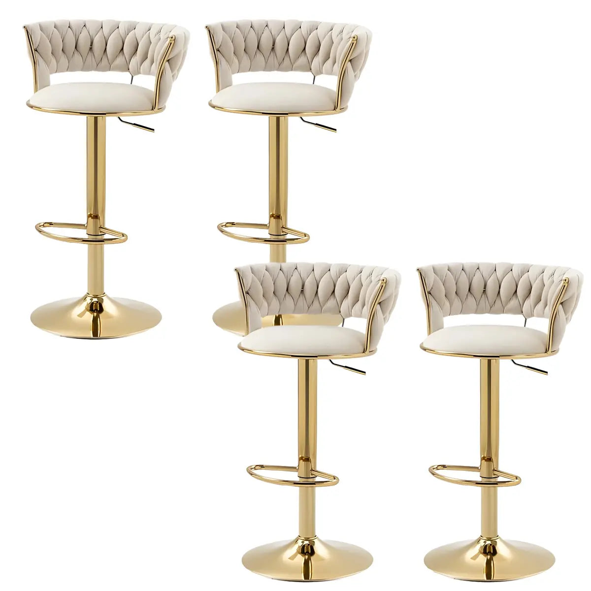 Champagne Gold Round Metal Adjustable Swivel Bar Stool Image - 37