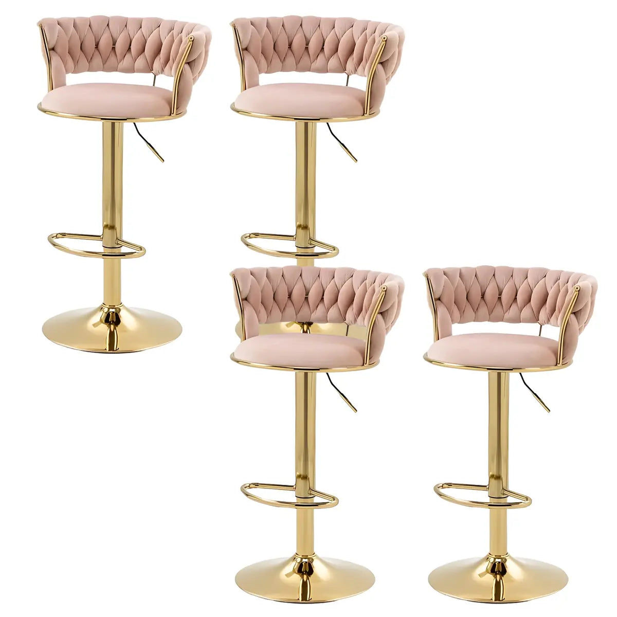 Champagne Gold Round Metal Adjustable Swivel Bar Stool Image - 38