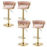 Champagne Gold Round Metal Adjustable Swivel Bar Stool Image - 38