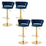 Champagne Gold Round Metal Adjustable Swivel Bar Stool Image - 39