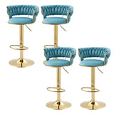 Champagne Gold Round Metal Adjustable Swivel Bar Stool Image - 40