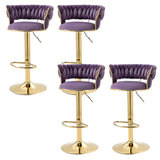 Champagne Gold Round Metal Adjustable Swivel Bar Stool Image - 41