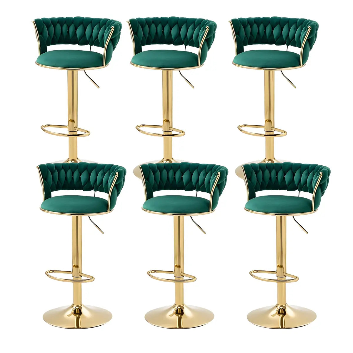 Champagne Gold Round Metal Adjustable Swivel Bar Stool Image - 43