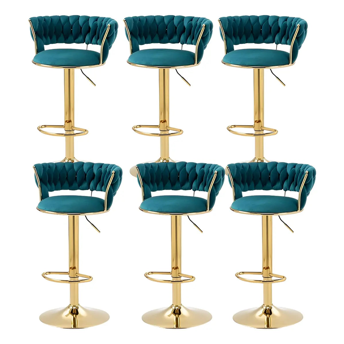 Champagne Gold Round Metal Adjustable Swivel Bar Stool Image - 44