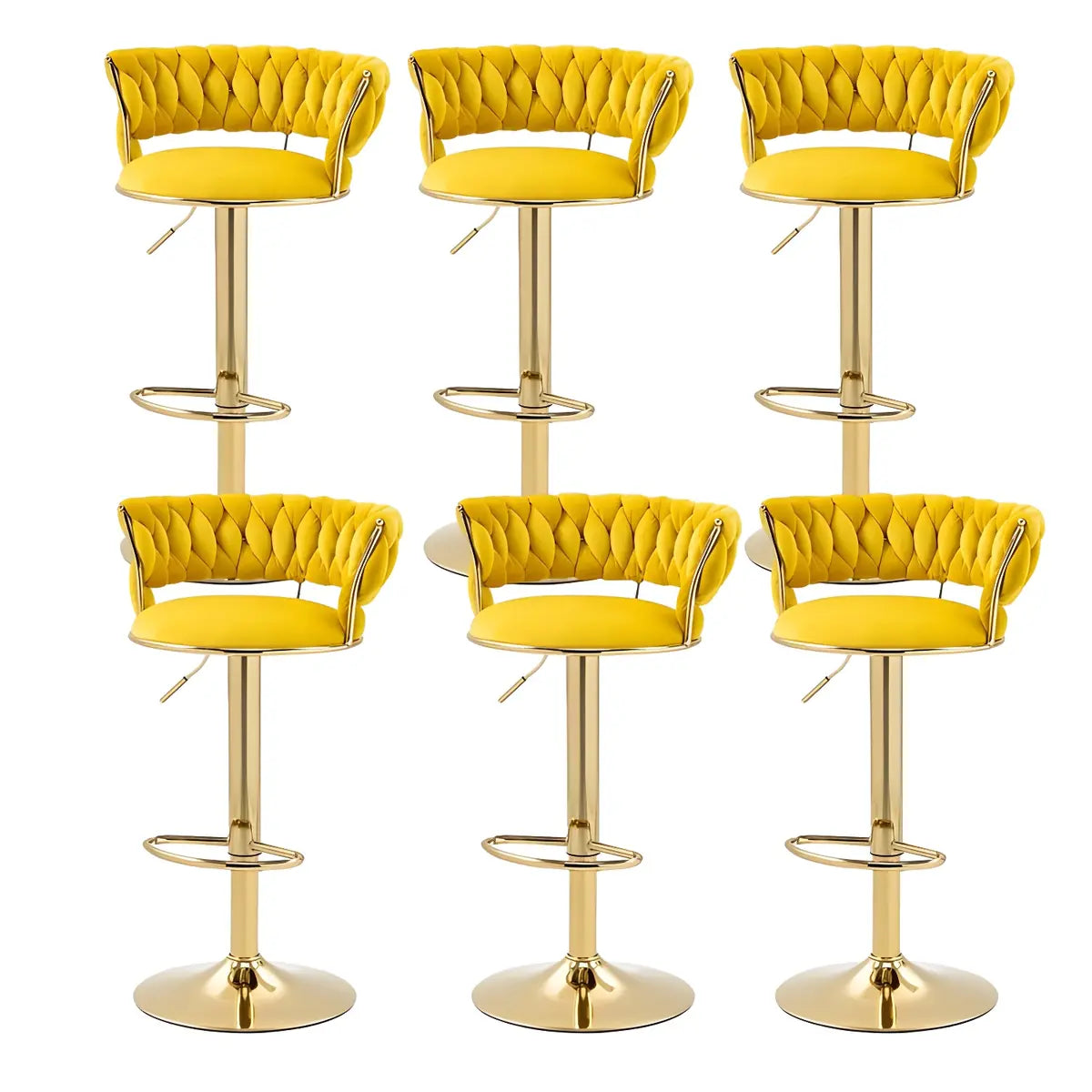 Champagne Gold Round Metal Adjustable Swivel Bar Stool Image - 46