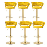 Champagne Gold Round Metal Adjustable Swivel Bar Stool Image - 46