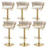 Champagne Gold Round Metal Adjustable Swivel Bar Stool Image - 48