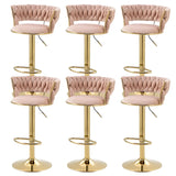 Champagne Gold Round Metal Adjustable Swivel Bar Stool Image - 49