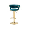 Champagne Gold Round Metal Adjustable Swivel Bar Stool Image - 5