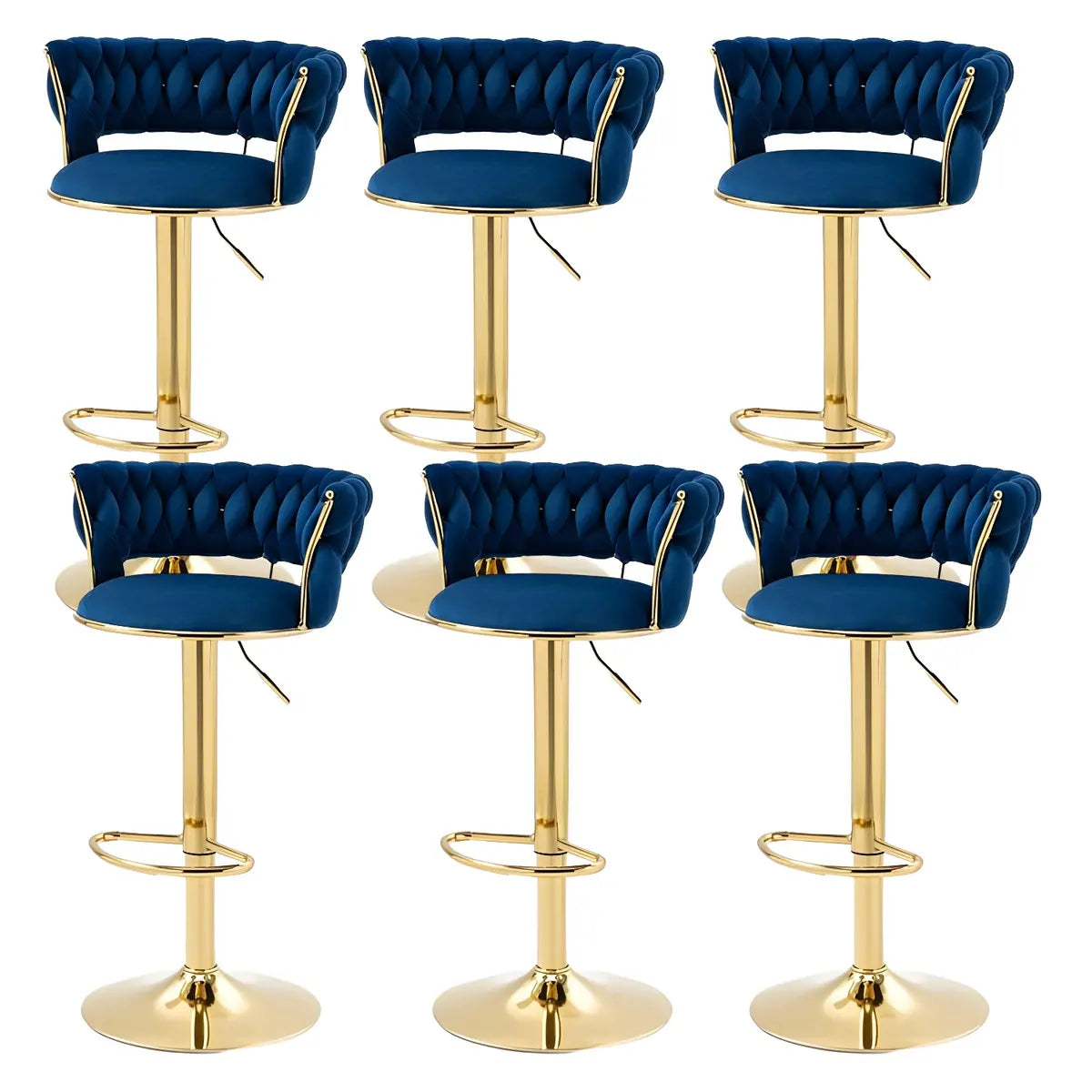 Champagne Gold Round Metal Adjustable Swivel Bar Stool Image - 50