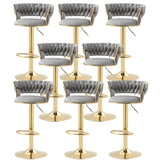 Champagne Gold Round Metal Adjustable Swivel Bar Stool Image - 53