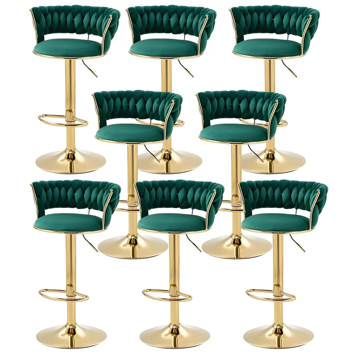 Champagne Gold Round Metal Adjustable Swivel Bar Stool Image - 54