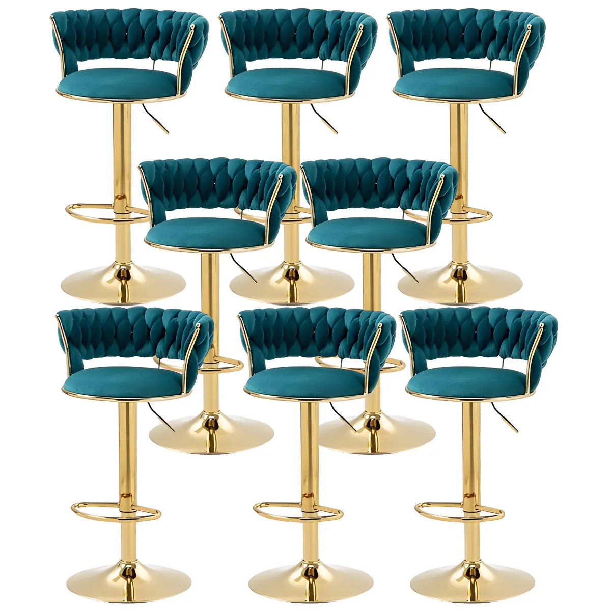 Champagne Gold Round Metal Adjustable Swivel Bar Stool Image - 55