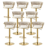 Champagne Gold Round Metal Adjustable Swivel Bar Stool Image - 59