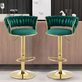 Champagne Gold Round Metal Adjustable Swivel Bar Stool Image - 6