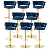 Champagne Gold Round Metal Adjustable Swivel Bar Stool Image - 60