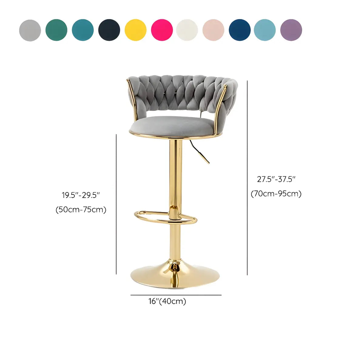 Champagne Gold Round Metal Adjustable Swivel Bar Stool 