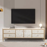 Champagne Gold Wood Cabinet Drawers Long TV Stand Image - 1