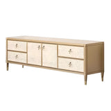 Champagne Gold Wood Cabinet Drawers Long TV Stand Image - 5