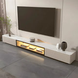 Champagne Stone Rectangle Cabinet Drawers TV Stand Image - 2