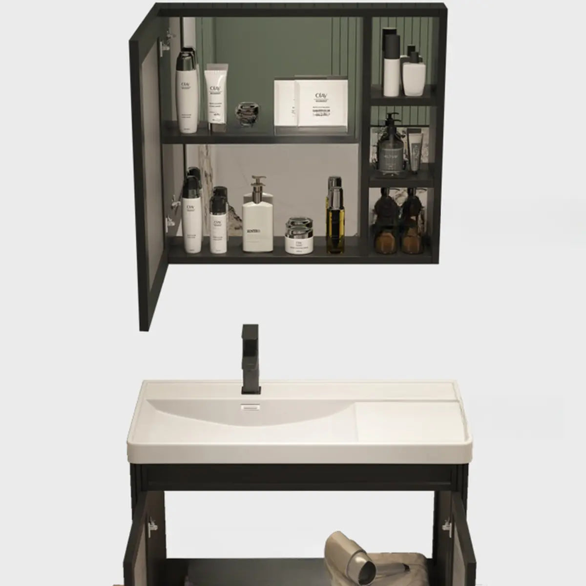 Charcoal Medicine Cabinet Wood Freestanding Bathroom Vanity Image - 1