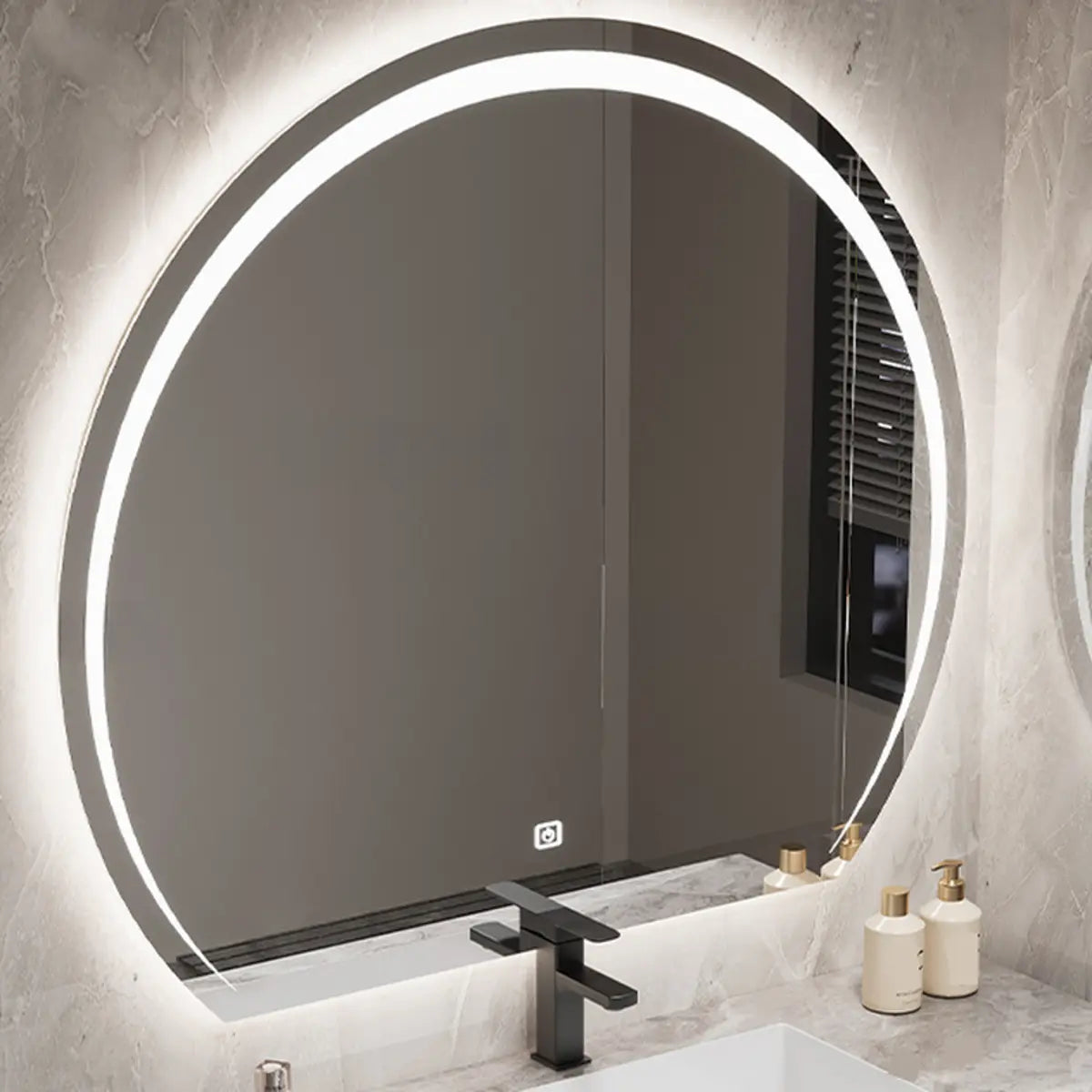 Charcoal Wall Mounted Stone Sink Bathroom Vanity with Mirror Image - 18