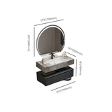 Charcoal Wall Mounted Stone Sink Bathroom Vanity with Mirror Image - 20