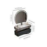 Charcoal Wall Mounted Stone Sink Bathroom Vanity with Mirror Image - 22