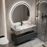 Charcoal Wall Mounted Stone Sink Bathroom Vanity with Mirror Image - 4