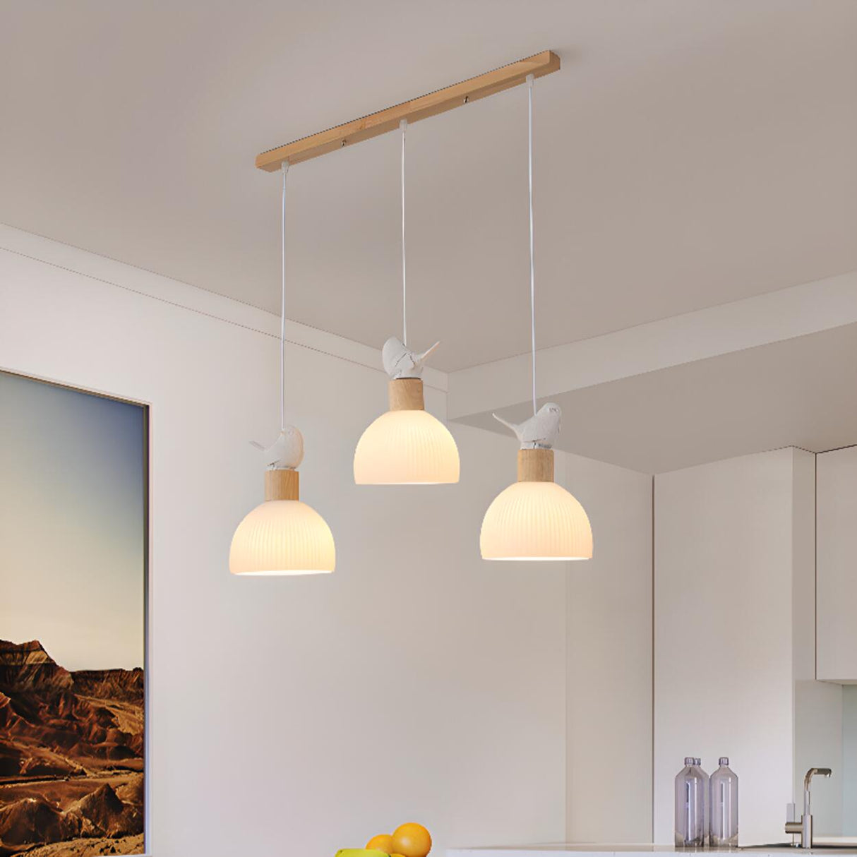 Charming 3-Light Bird and Dome Pendant Kitchen Light Image - 4