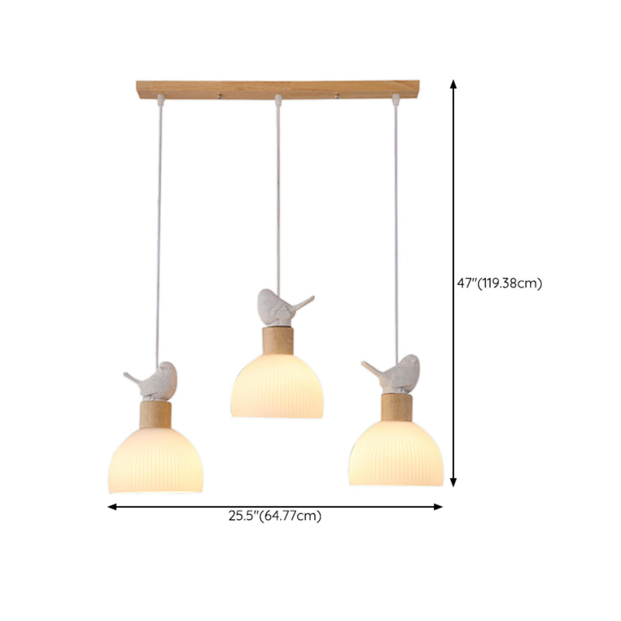 Charming 3-Light Bird and Dome Pendant Kitchen Light 