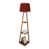 Checkered Modern Wood Tripod LED Floor Lamp with Shelf Image - 13