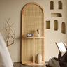 Cherry Arch Cane Wood Storage Room Divider with Shelves Image - 2