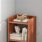 Cherry Simple Vertical Engineered Wood Narrow Bookcase Image - 14