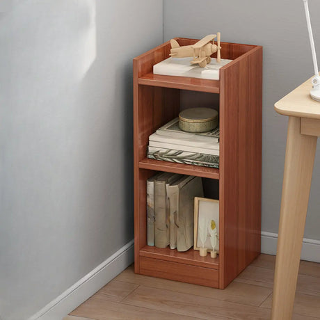 Cherry Simple Vertical Engineered Wood Narrow Bookcase Image - 2