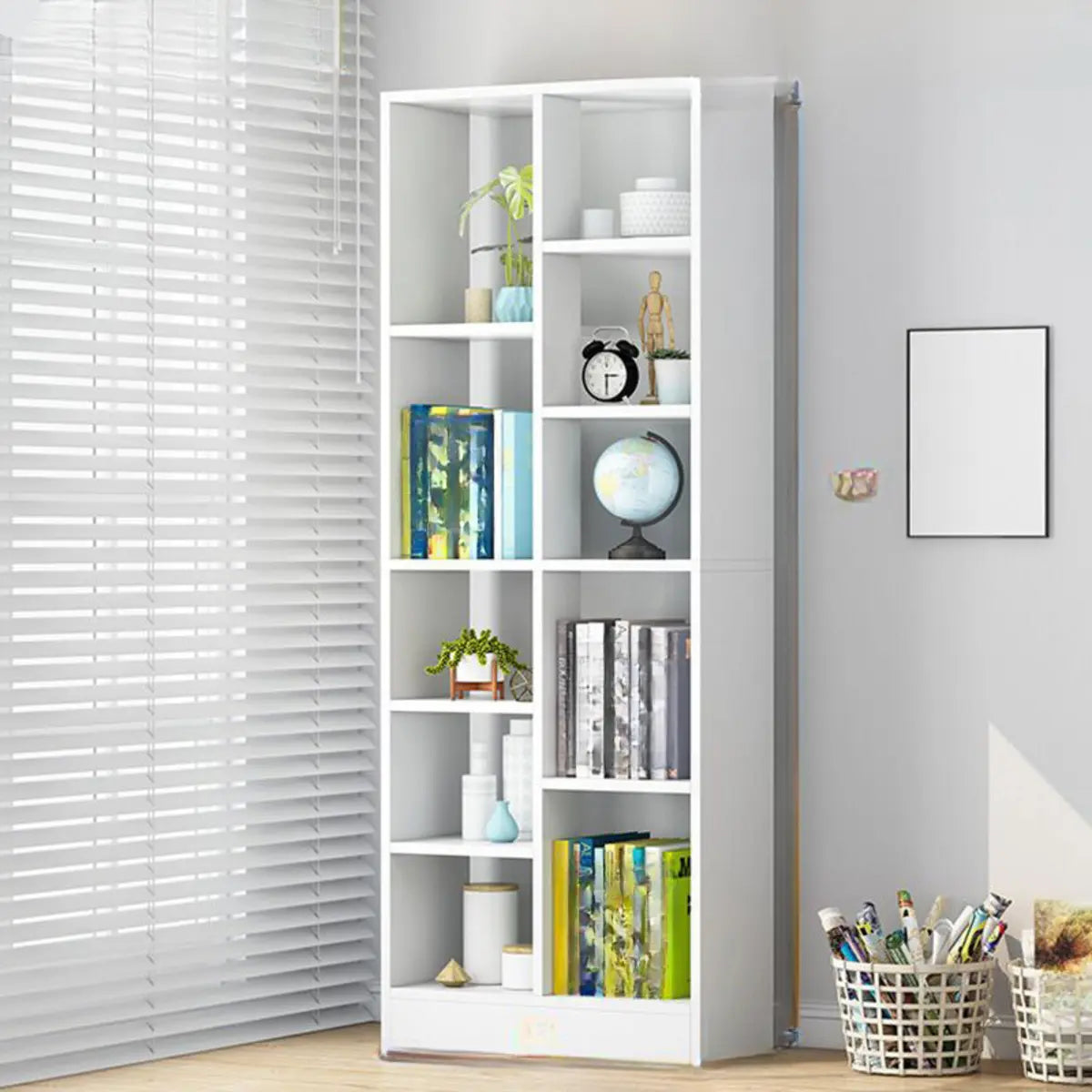 Cherry Simple Vertical Engineered Wood Narrow Bookcase Image - 28