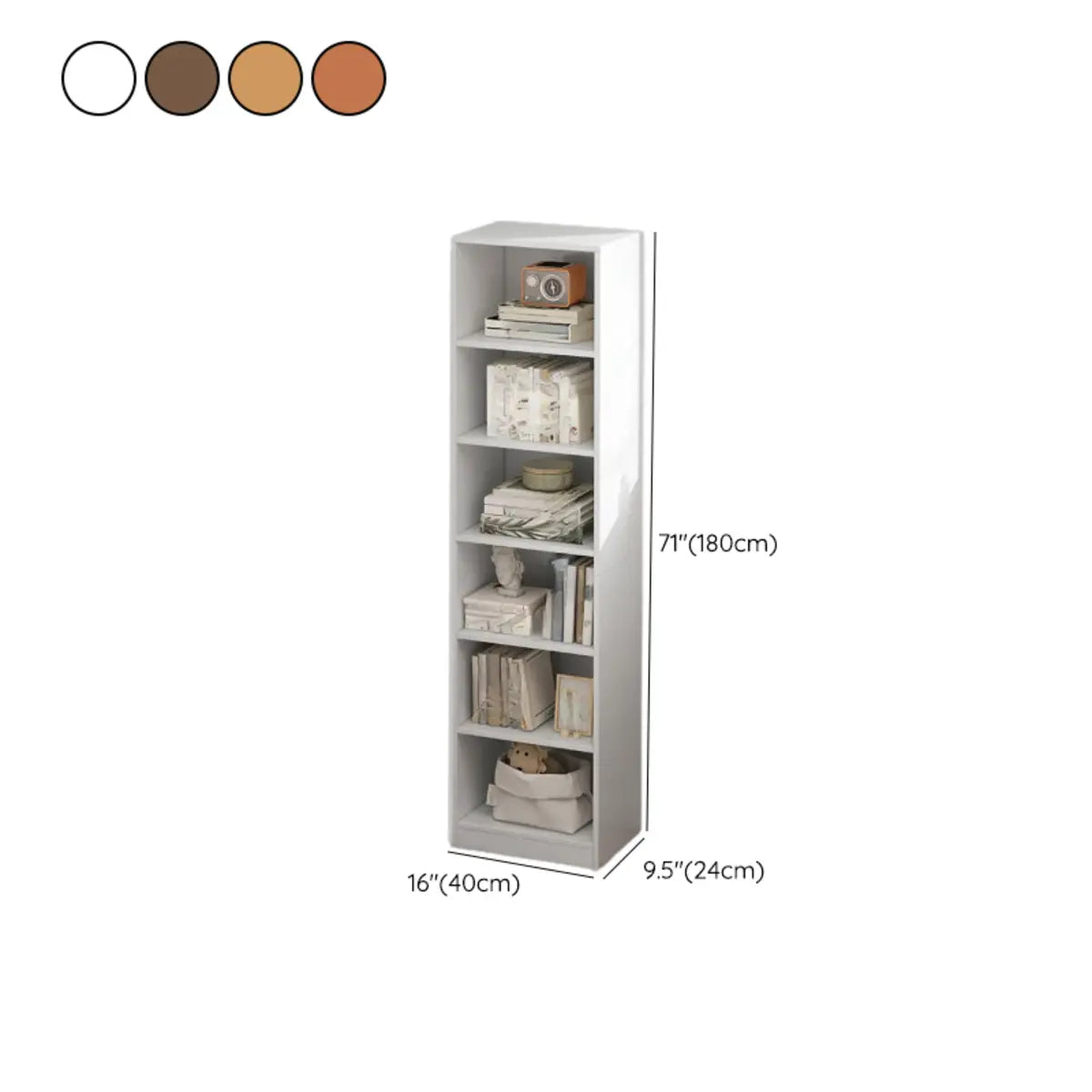 Cherry Simple Vertical Engineered Wood Narrow Bookcase 