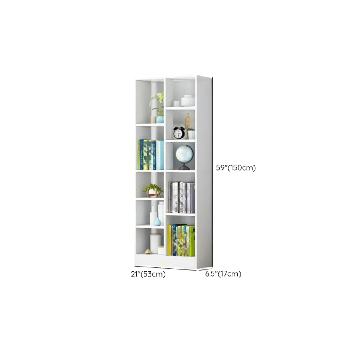 Cherry Simple Vertical Engineered Wood Narrow Bookcase Image - 31