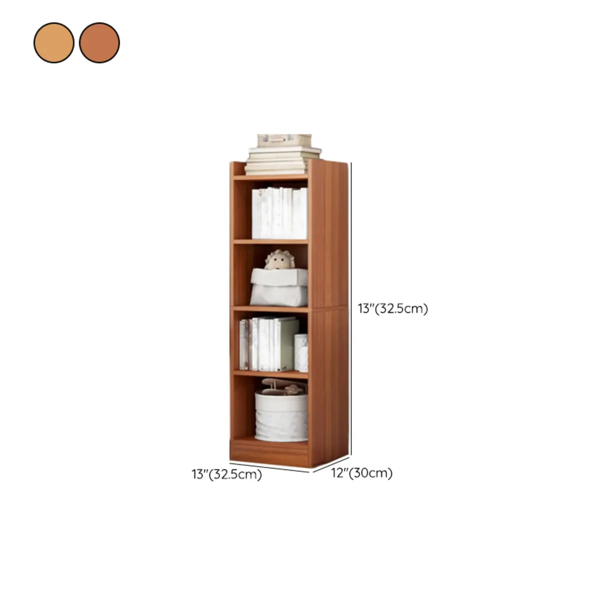 Cherry Simple Vertical Engineered Wood Narrow Bookcase Image - 36