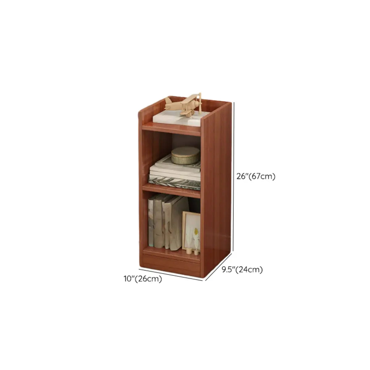 Cherry Simple Vertical Engineered Wood Narrow Bookcase Image - 39