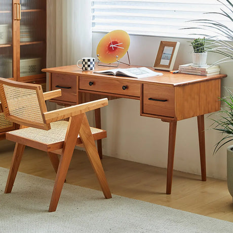 Cherry Wood Drawers Butcher Block Desk Writing Desk Image - 2