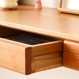 Cherry Wood Rectangular Console Table with Drawers Image - 12