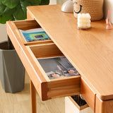 Cherry Wood Rectangular Console Table with Drawers Image - 19